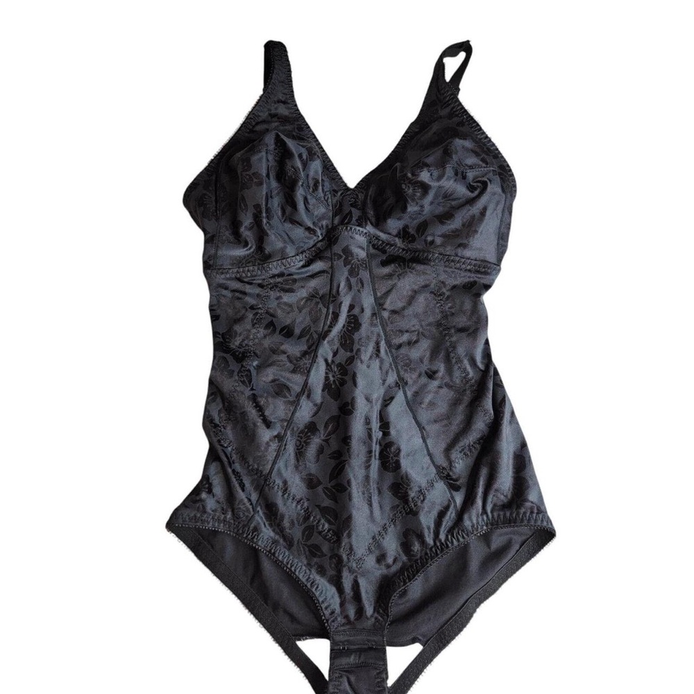 Black Shapewear Bodysuit with V-Neck and Adjustable Straps
